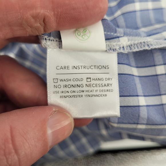 Mizzen+Main Leeward Small Trim Fit Blue Gingham Dress Shirt Mens - Picture 5 of 7